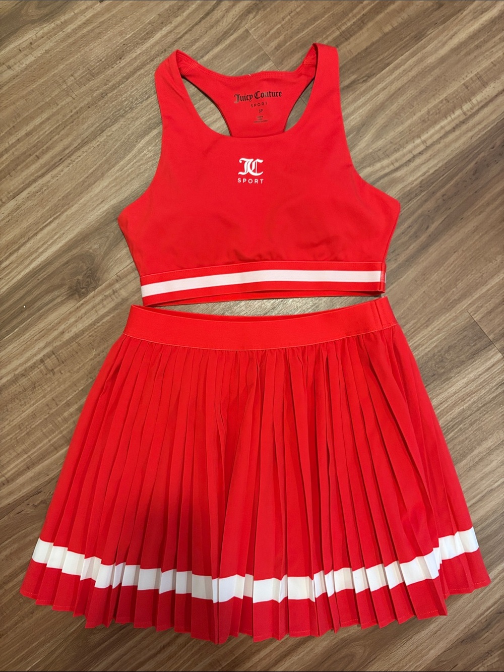 Juicy Couture Red Two-Piece Sport Crop Tank & Pleated Skirt